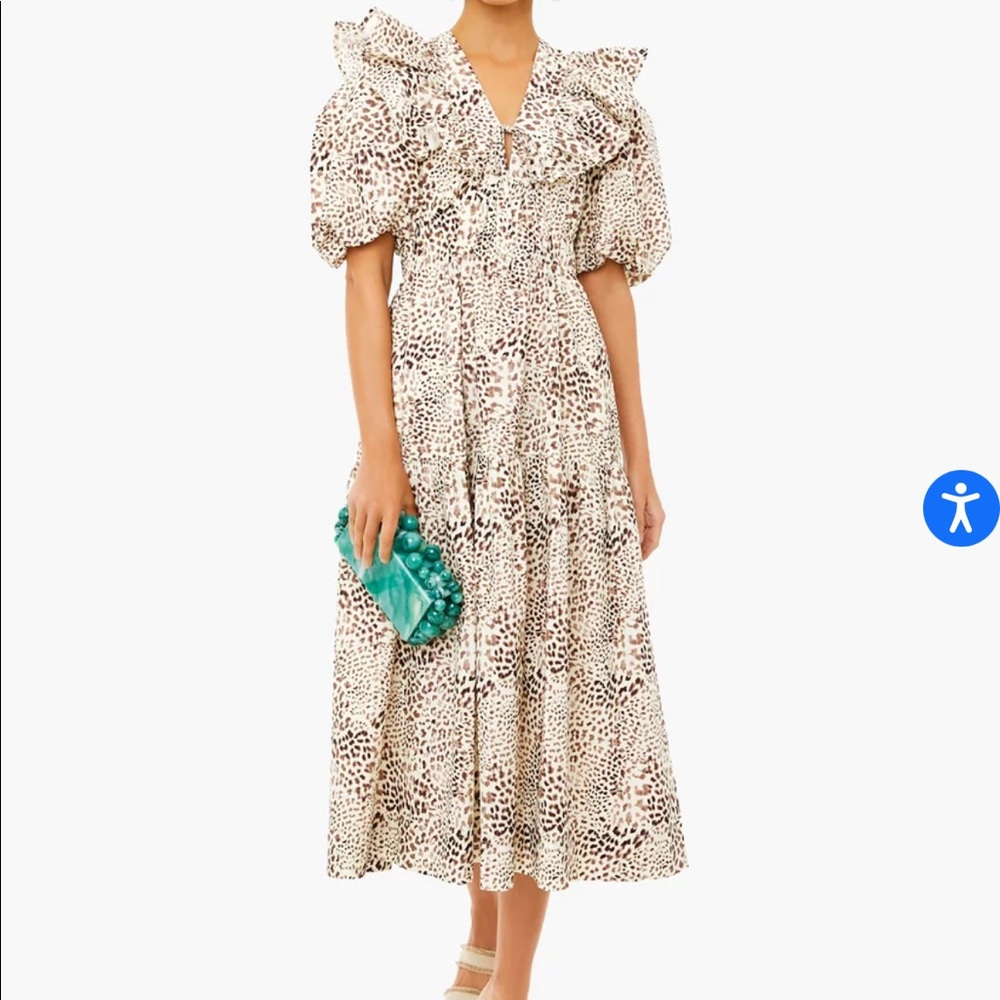 Day Calla Cheetah Puff Sleeve V Neck Dress 
Brand - SEA NEW YORK